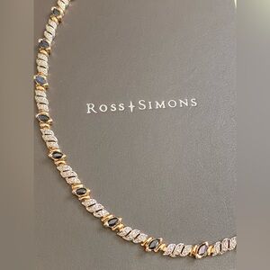 Vintage Ross Simons 18k gold over sterling Silver sapphire & diamond Bracelet.